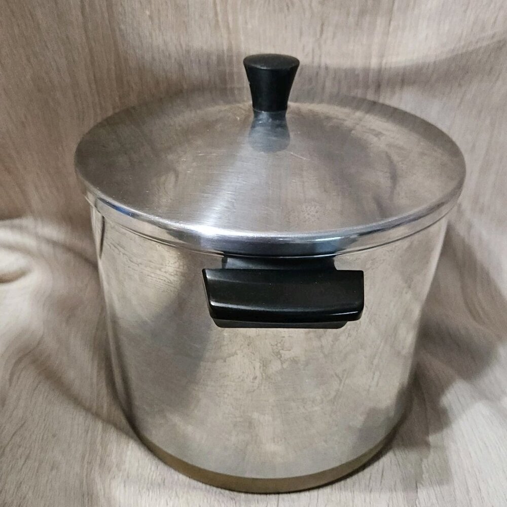 Vintage Revere Ware 1801 Copper Bottom 8 Qt Quart Stock Pot & Lid USA Clinton OH - Picture 3 of 10